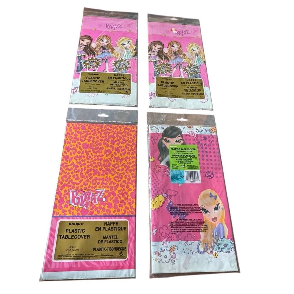 Lot 4 Bratz Plastic Tablecovers Cheetah Print 54x84 Party Supplies Sealed NOS